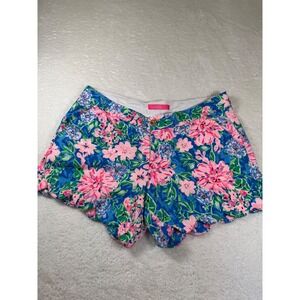 Lilly Pulitzer Buttercup Knit Shorts Spring In Your Step Floral Scallop 10 New